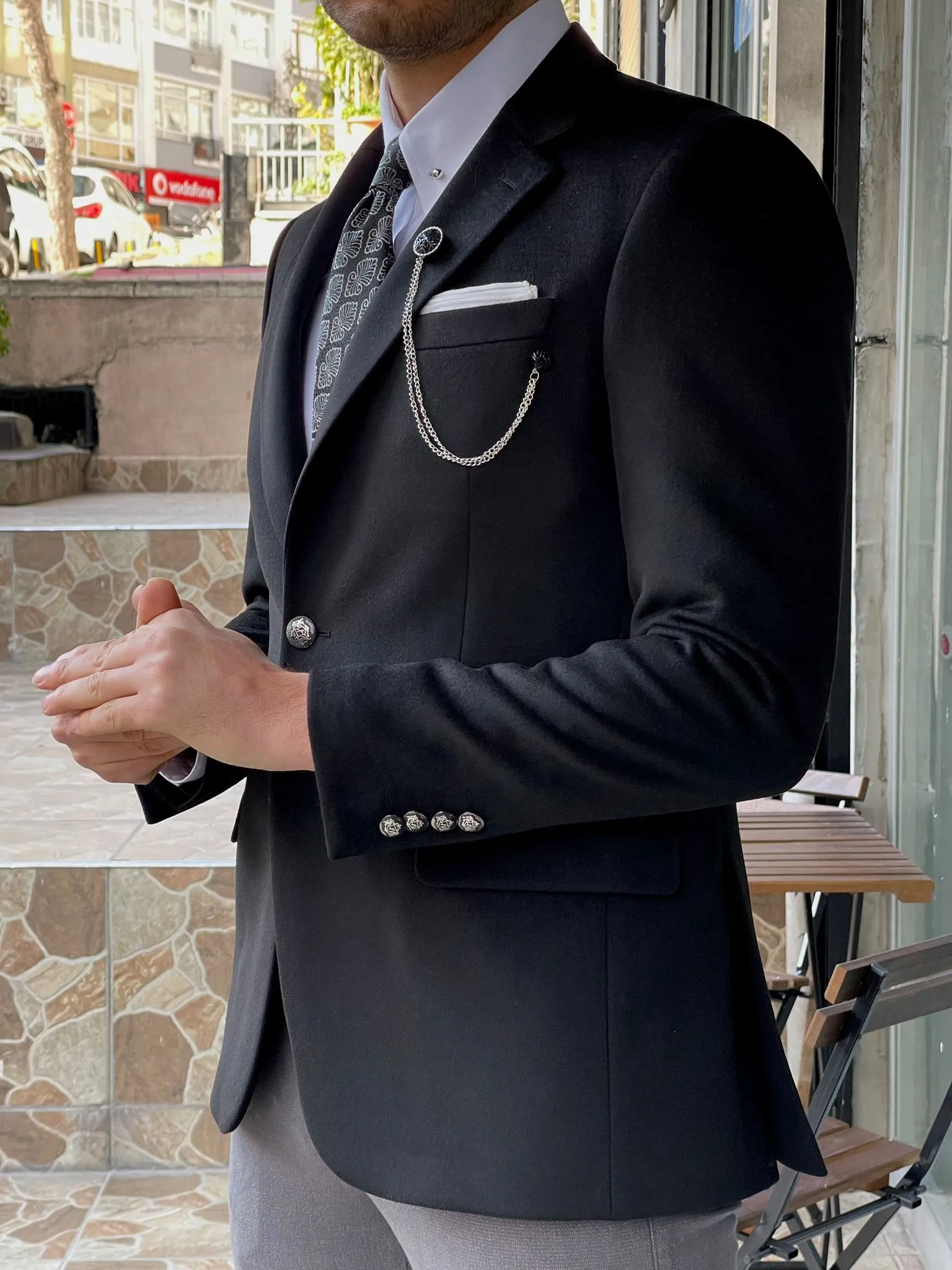 Chad Slim Fit Woolen Black Blazer
