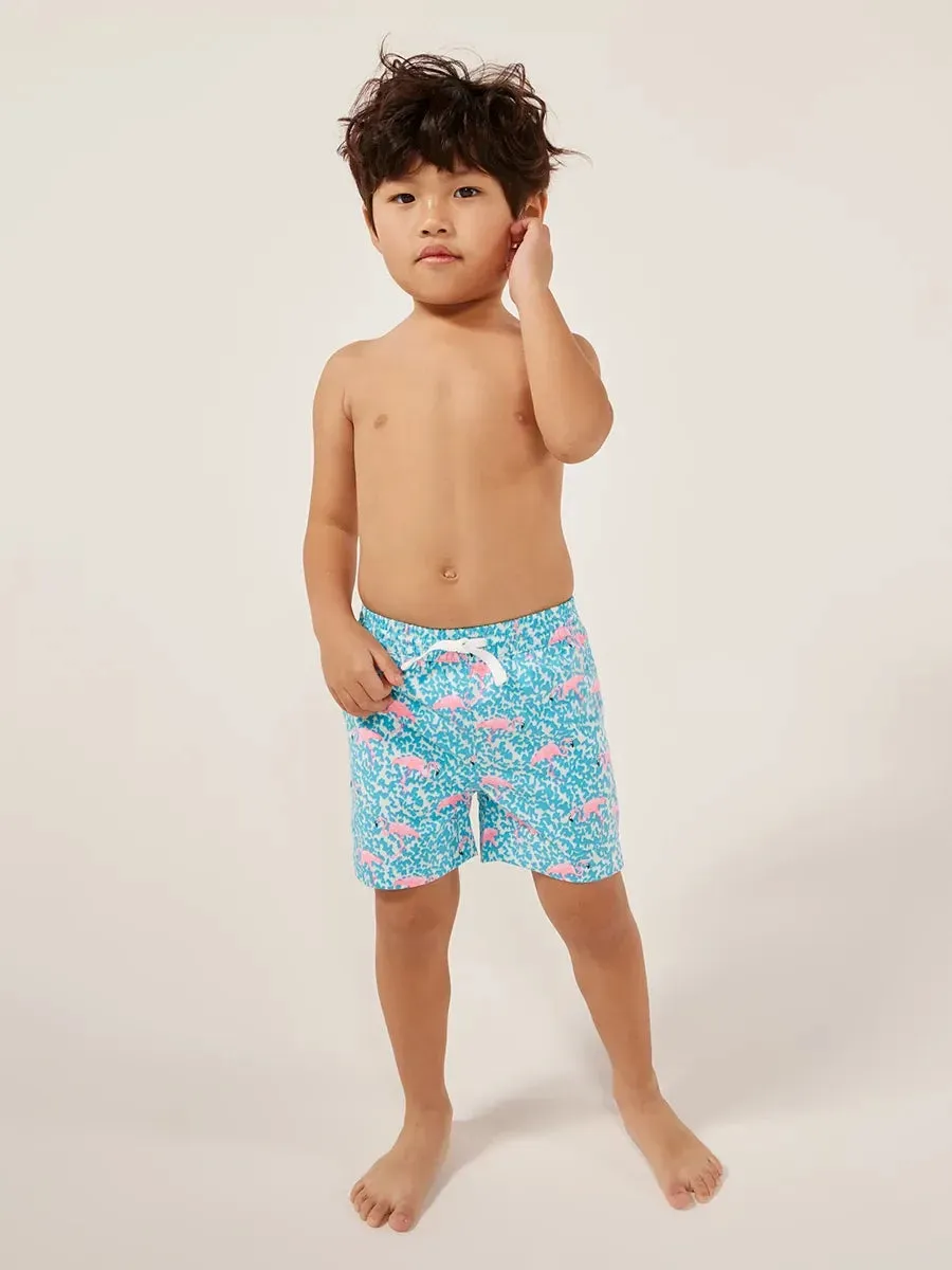 Chubbies Kid's The Mini Mingos Swim Trunks - Bright Blue - Solid