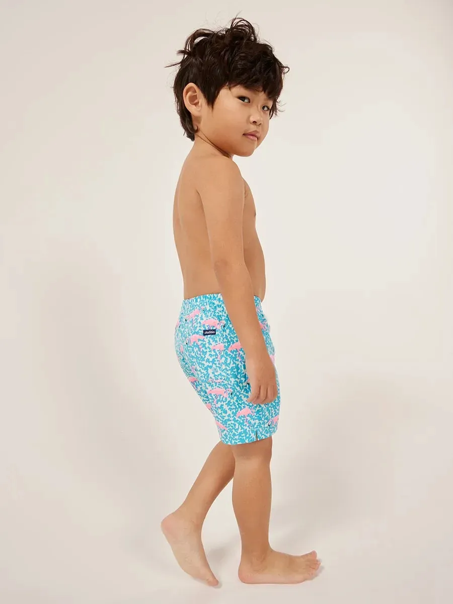 Chubbies Kid's The Mini Mingos Swim Trunks - Bright Blue - Solid