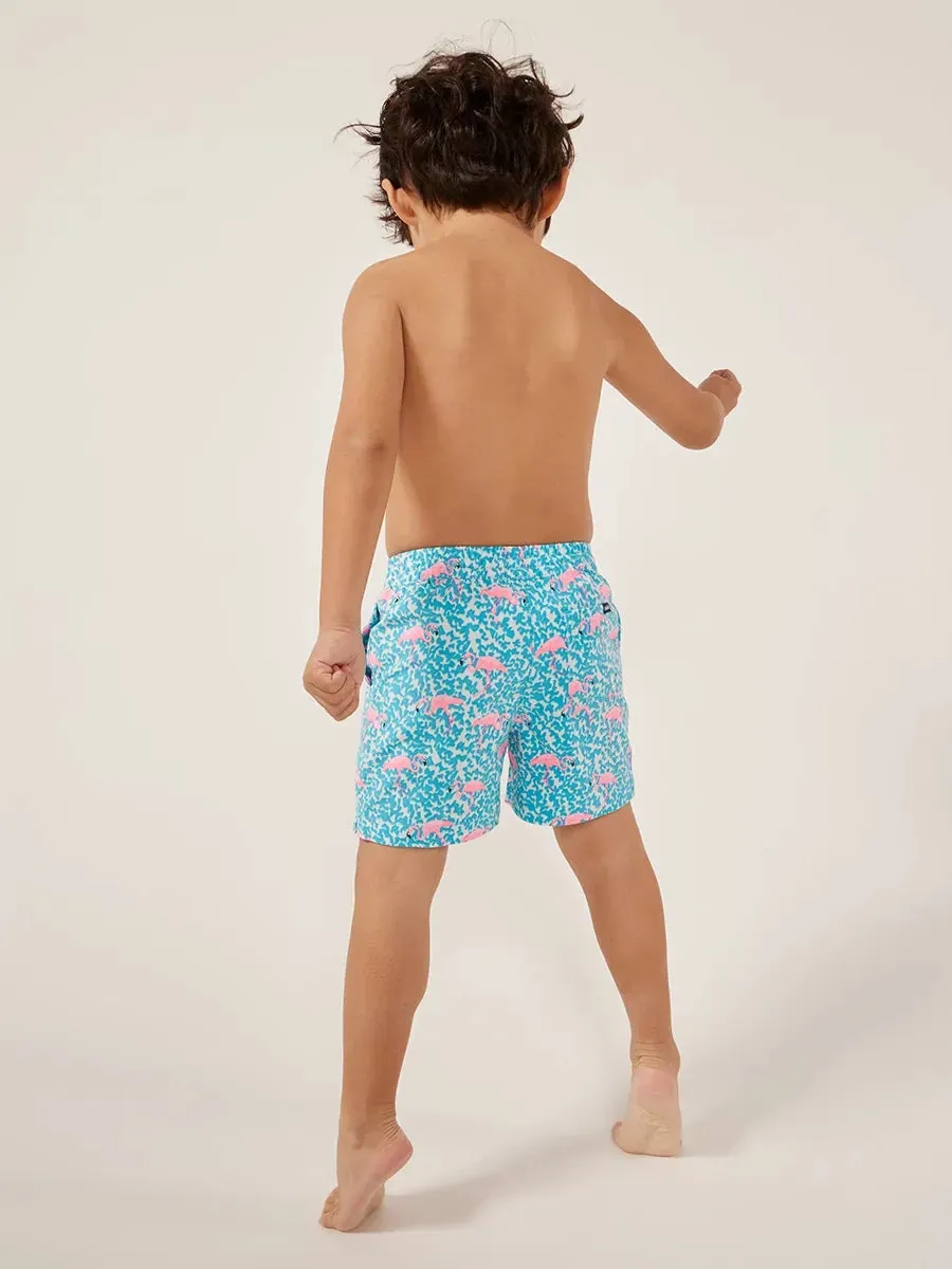Chubbies Kid's The Mini Mingos Swim Trunks - Bright Blue - Solid