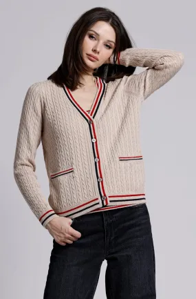 Cotton Cash Baby Cable Cardi with Tipping