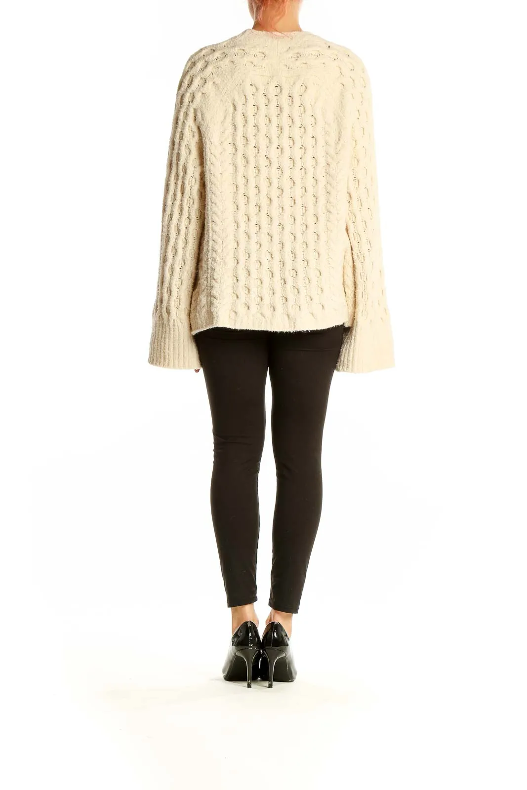 Cream Cable Knit Crewneck Sweater