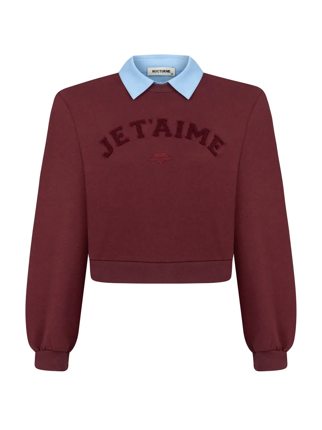 Crop Sweatshirt With Collar Accessory