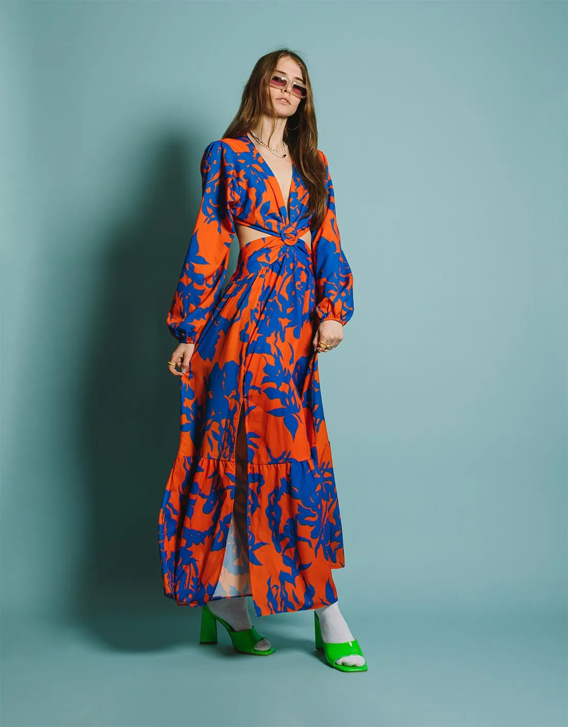 Cut out and ruffle dress