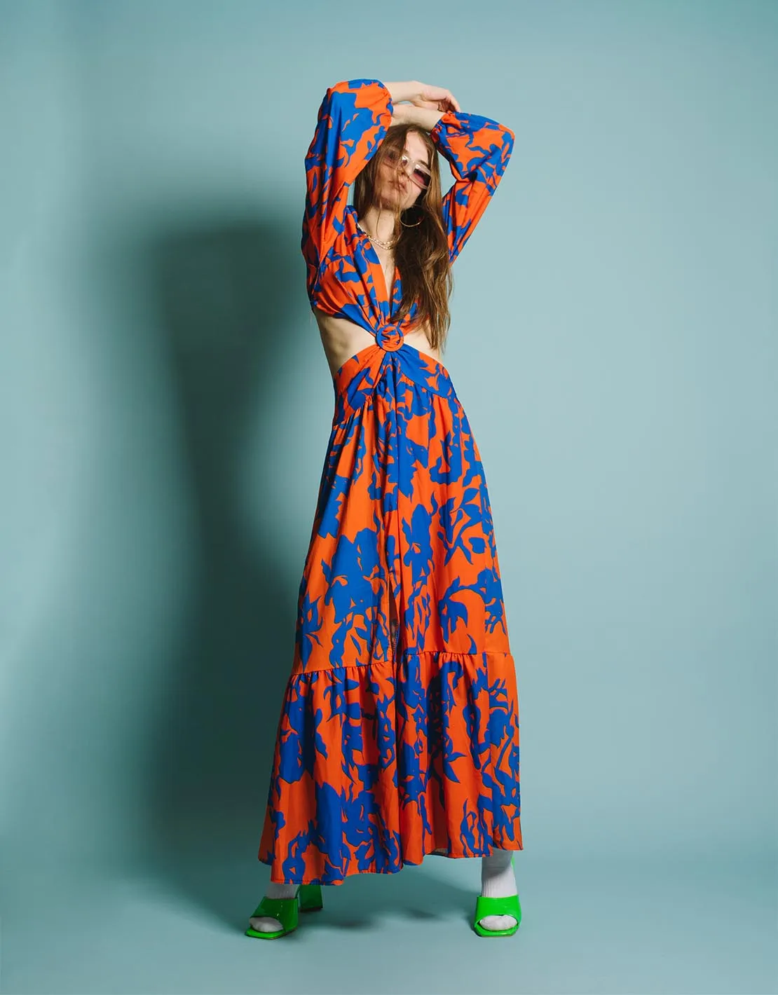 Cut out and ruffle dress