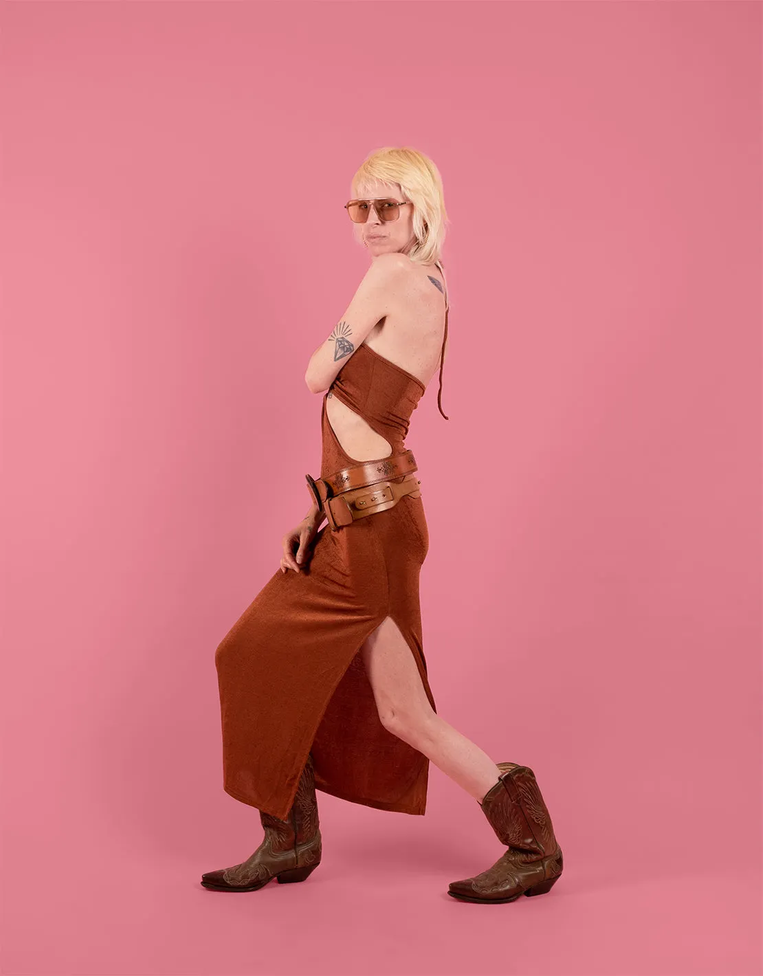 Cut out halter dress