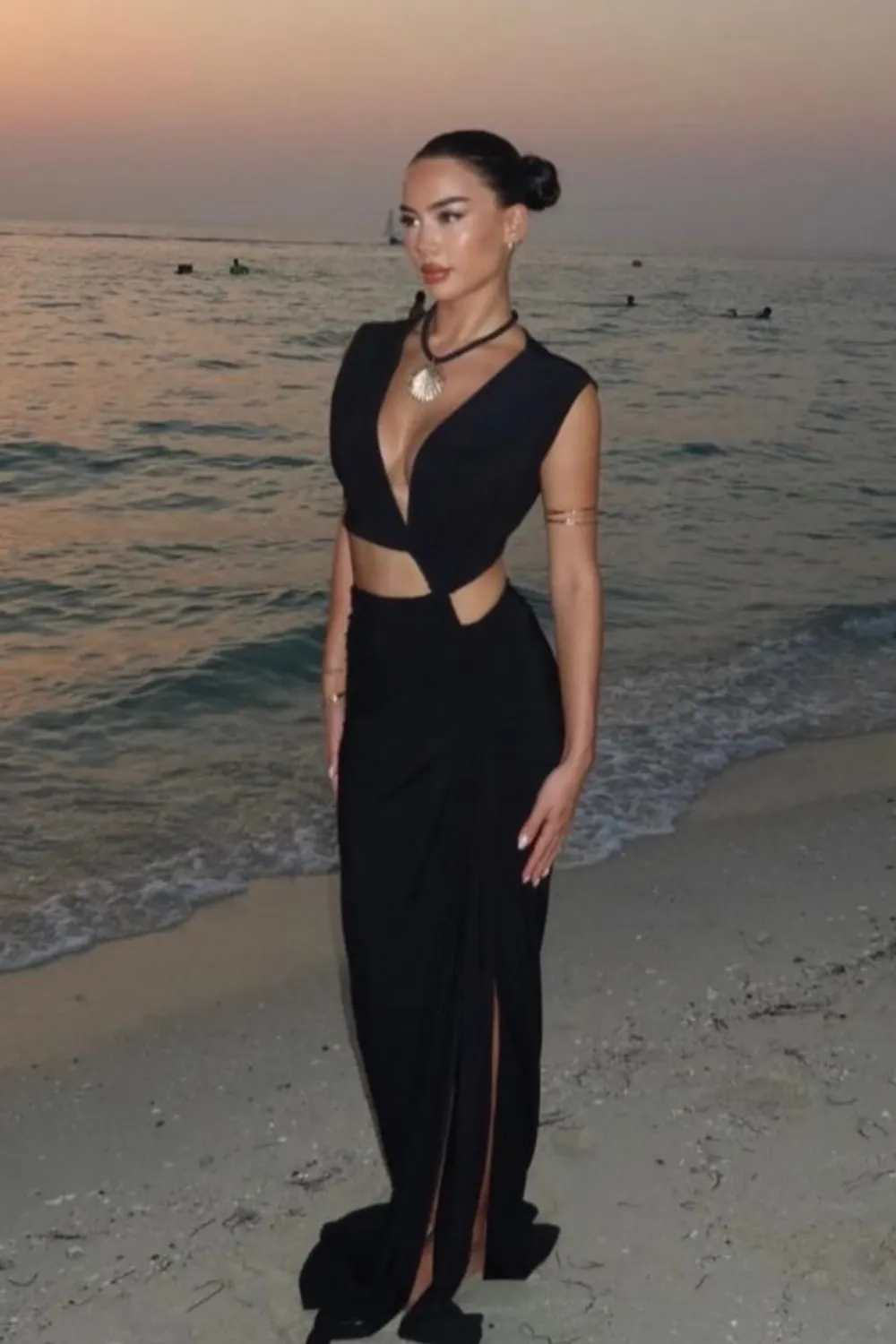 Dakota black cut out ruched maxi dress