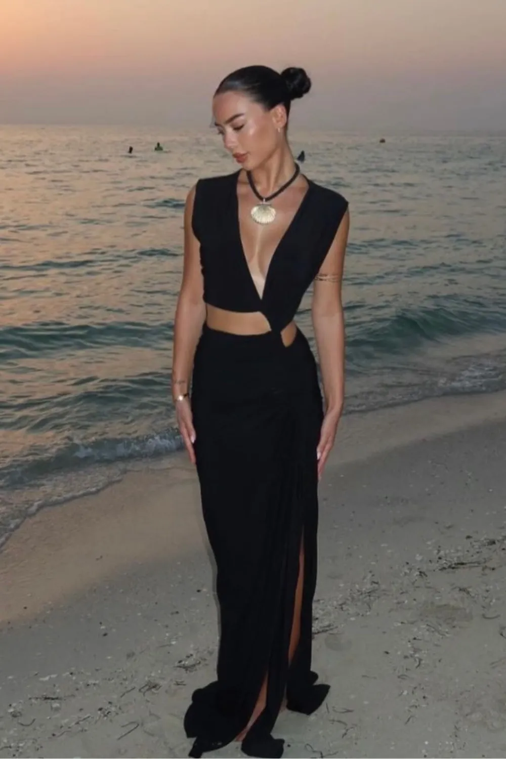 Dakota black cut out ruched maxi dress