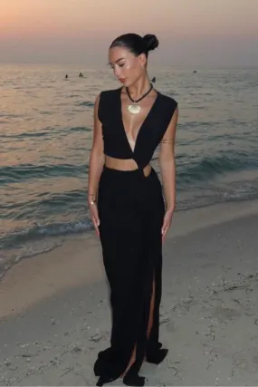 Dakota black cut out ruched maxi dress