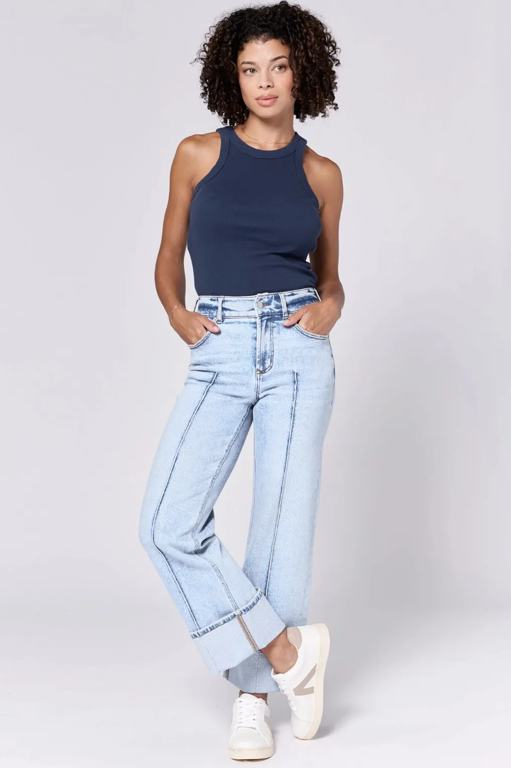 Dear John Holly High Rise Straight Cuffed Hem in Lake Shore
