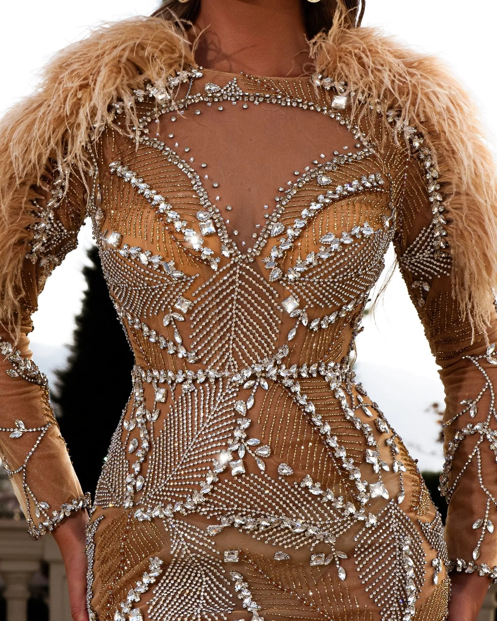 Diamantéa Stone Dress with Cut in Chest