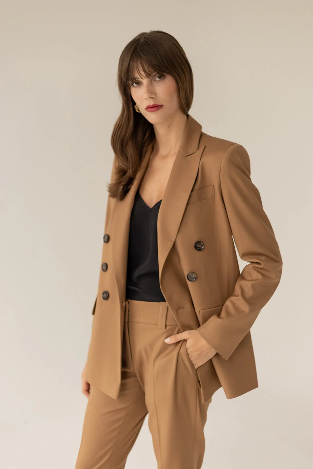 Double-Breasted Blazer - Caramel