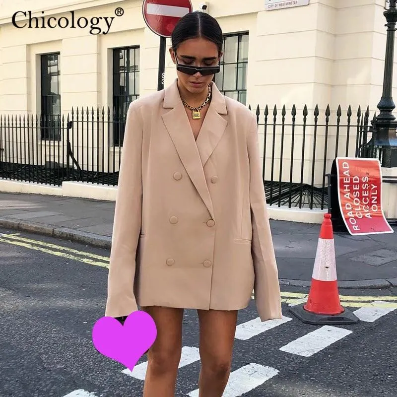 Double Breasted Blazer Long Sleeve Jacket Women Loose Coat Autumn Winter Female Streetwear Over Size Plus Clothes