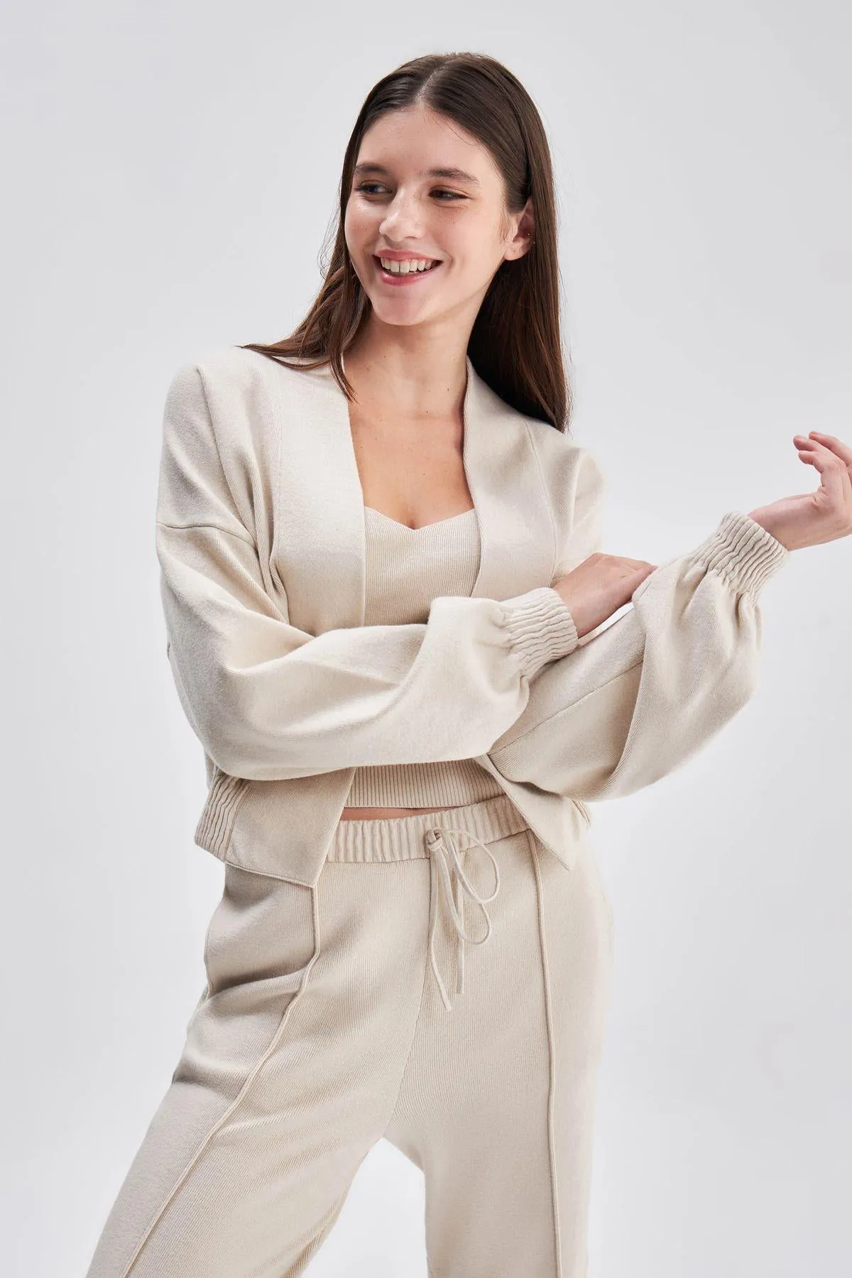 Elastic Detailed Knitwear Jacket