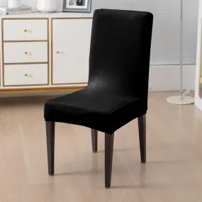 Elastic Stretchable Premium Velvet Dining Chair Cover, Black