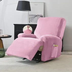 Elastic Stretchable Premium Velvet Recliner Cover, Pink