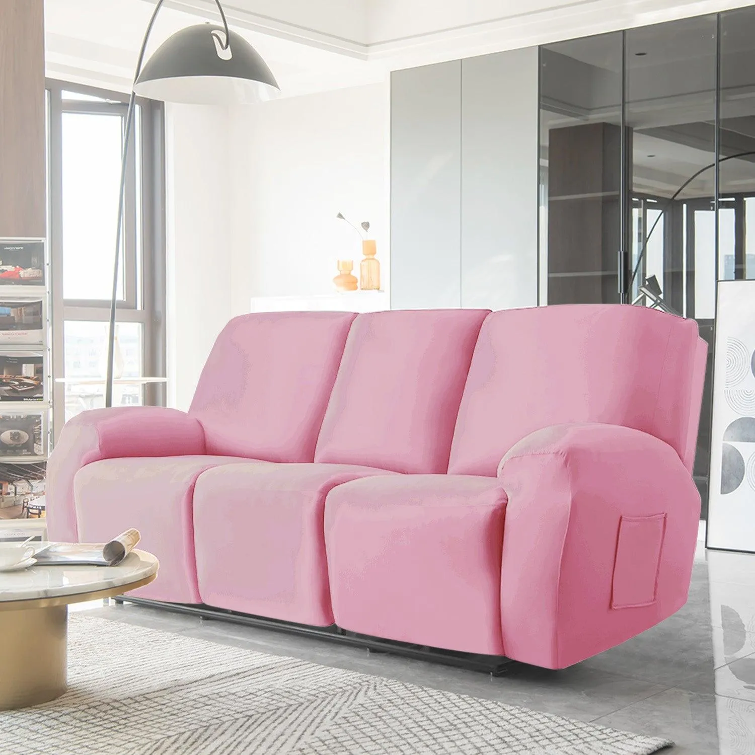 Elastic Stretchable Premium Velvet Recliner Cover, Pink