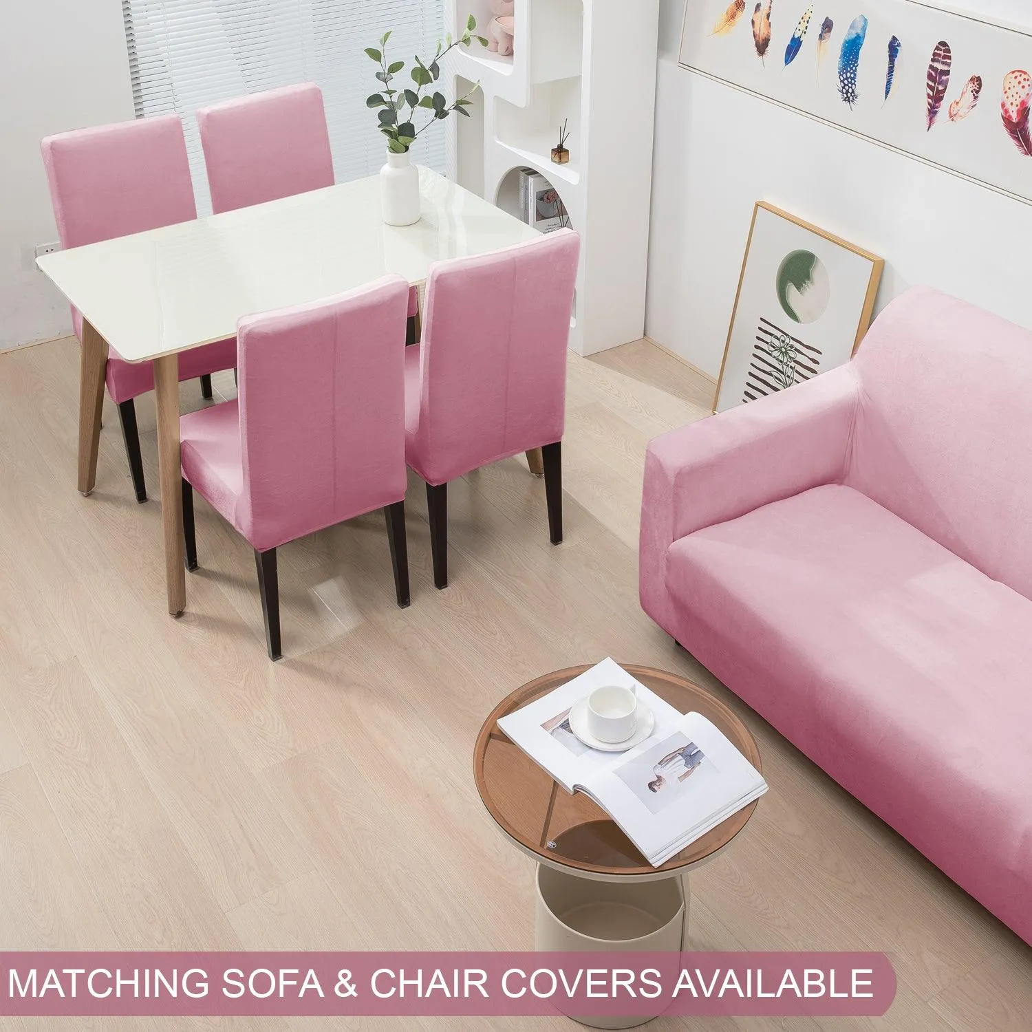 Elastic Stretchable Premium Velvet Recliner Cover, Pink