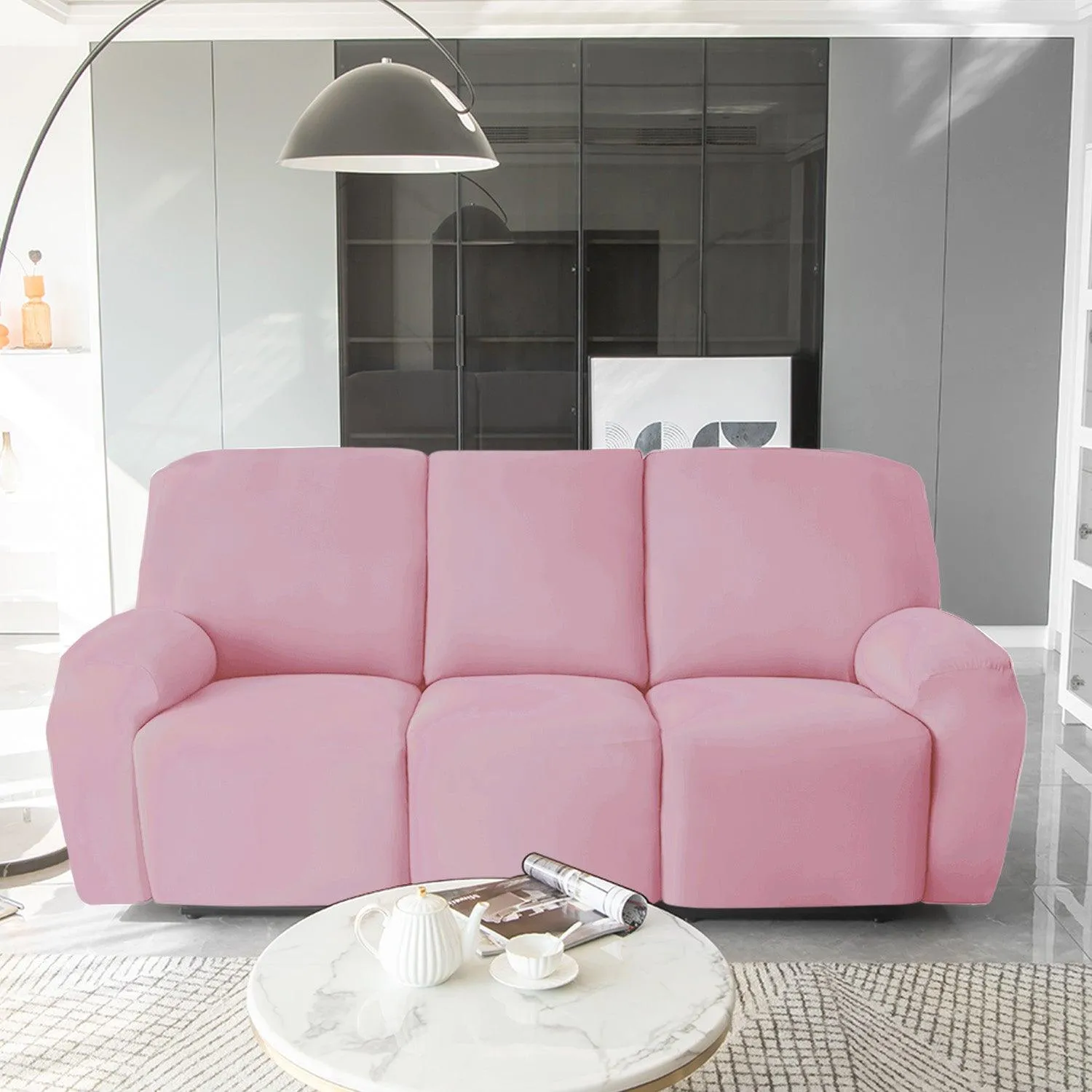 Elastic Stretchable Premium Velvet Recliner Cover, Pink