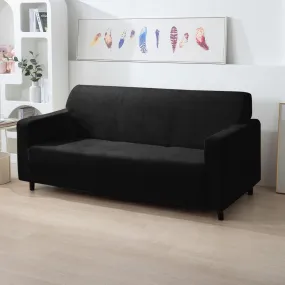 Elastic Stretchable Premium Velvet Sofa Cover, Black