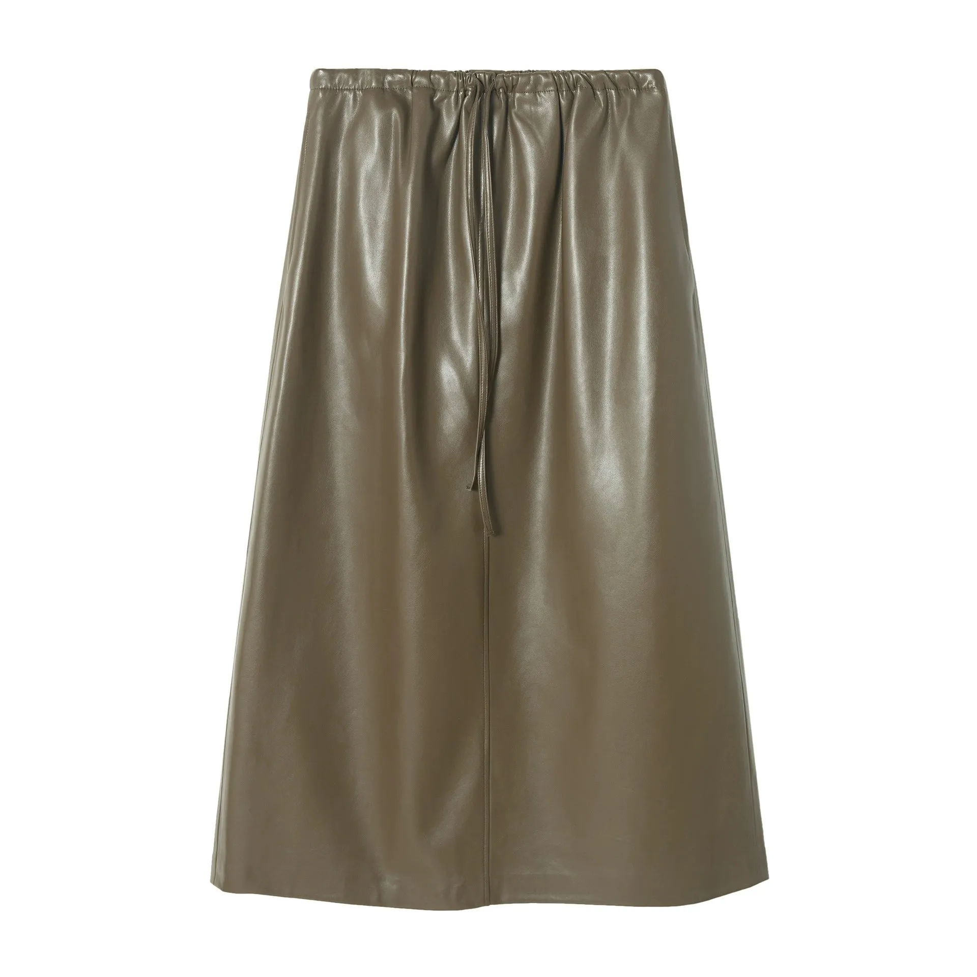 Elastic Waist Front Split Skirt