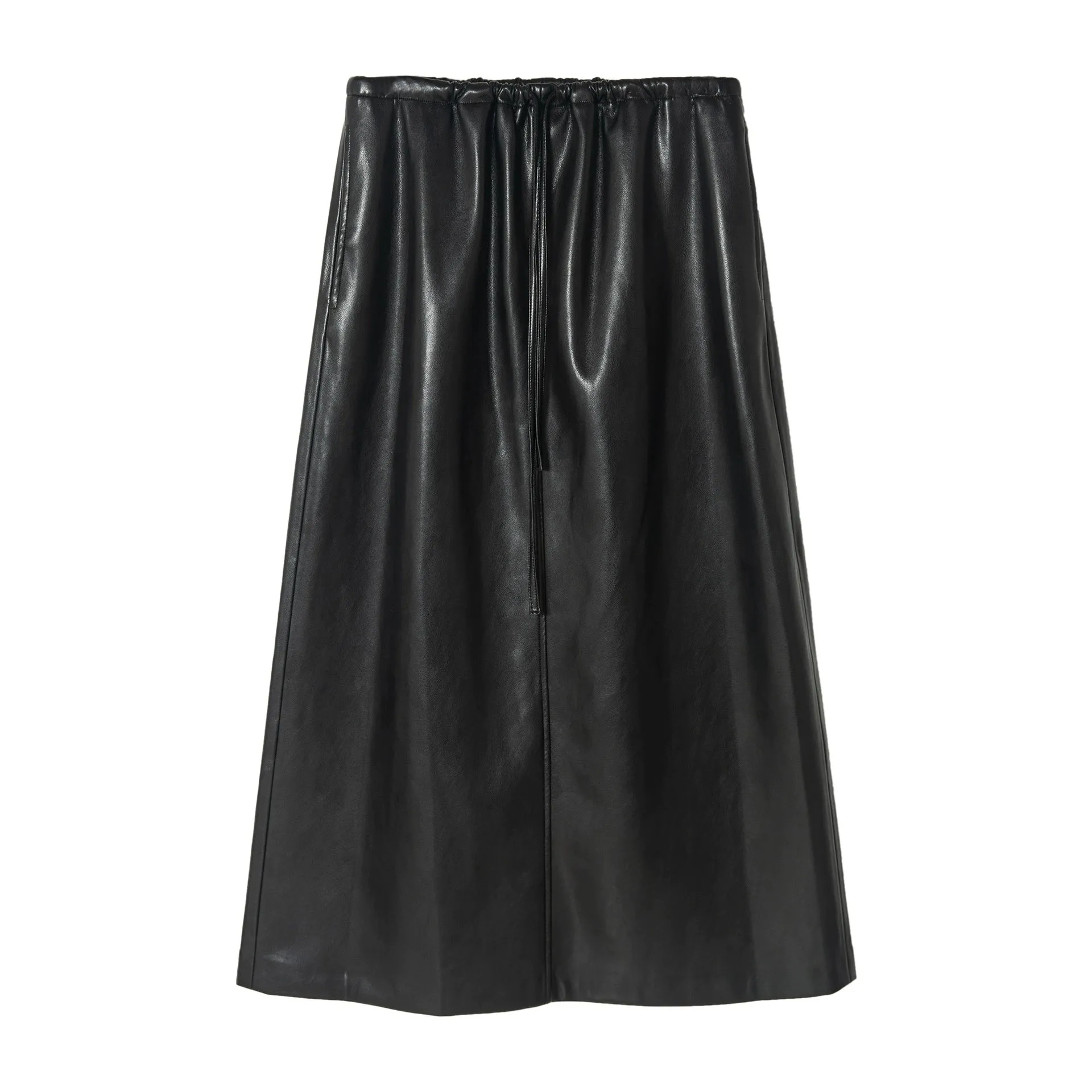 Elastic Waist Front Split Skirt