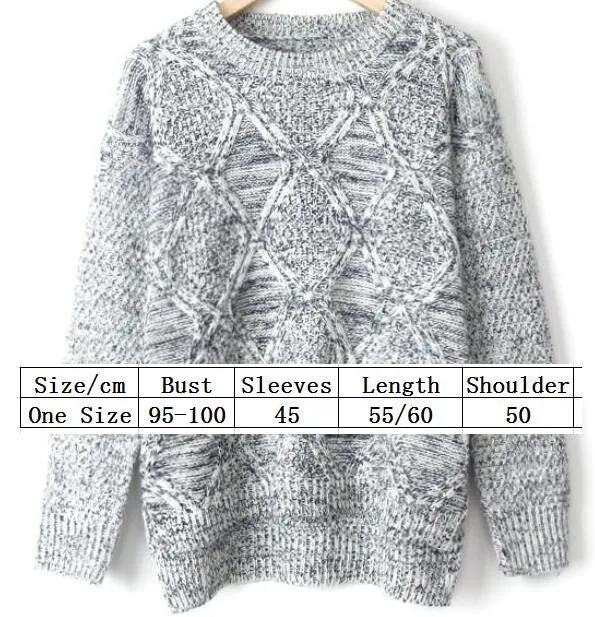 Fashion Long Sleeve Dip Hem Argyle Sweaters
