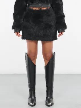 Faux-Fur Mini Skirt (DK75S-BLACK)