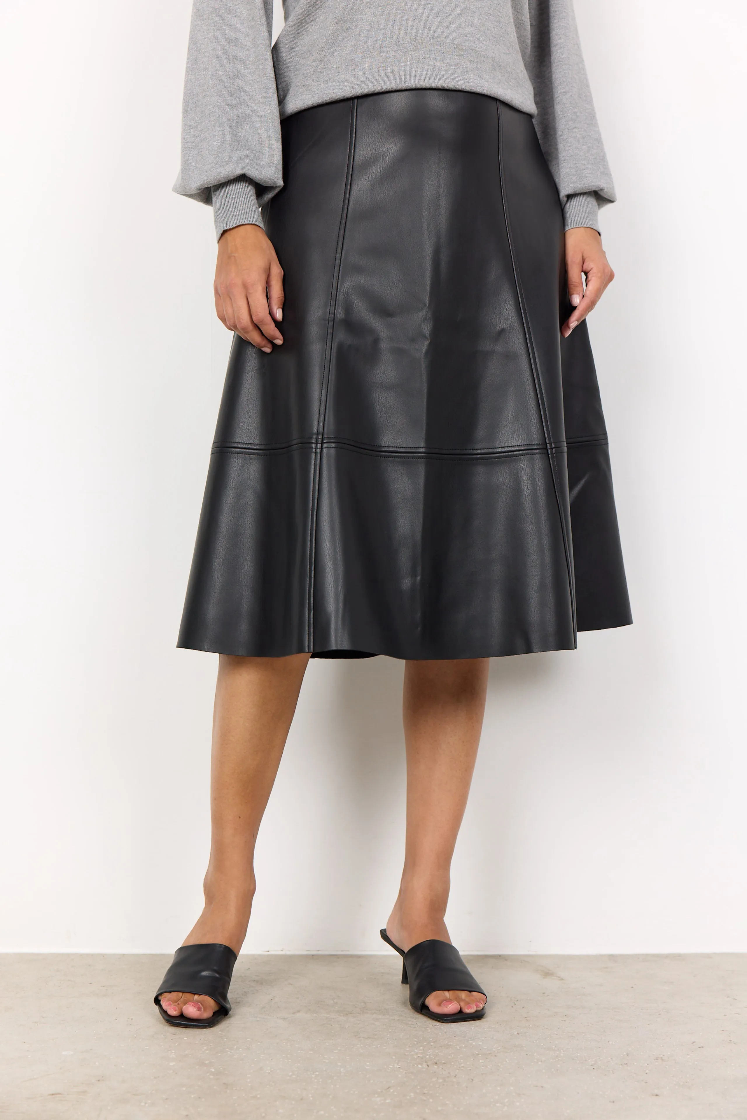 Faux Leather Flared Skirt