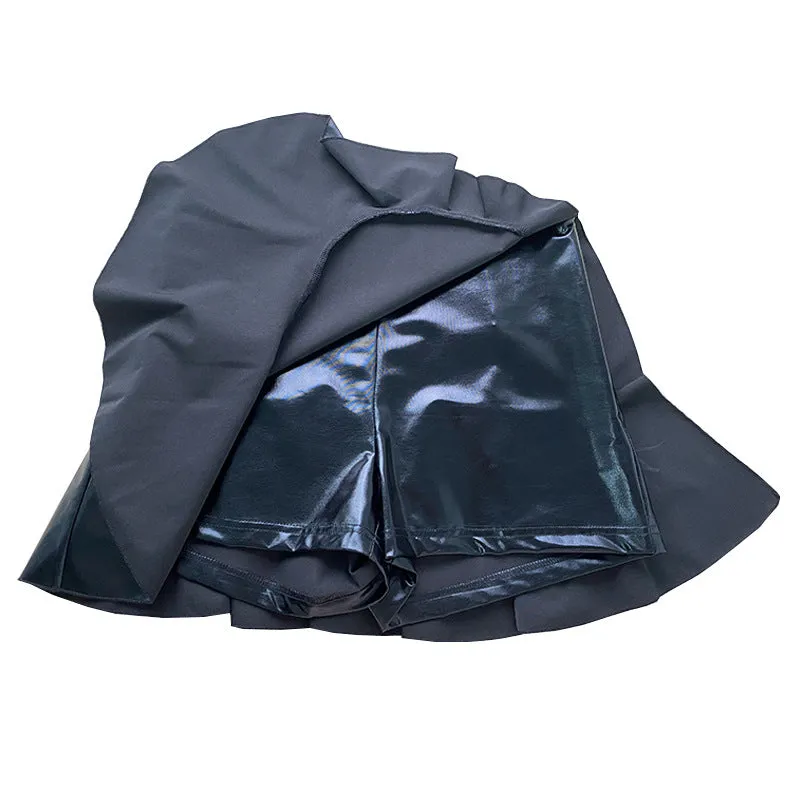 Faux Leather Ruffle Trim Mini Skirt