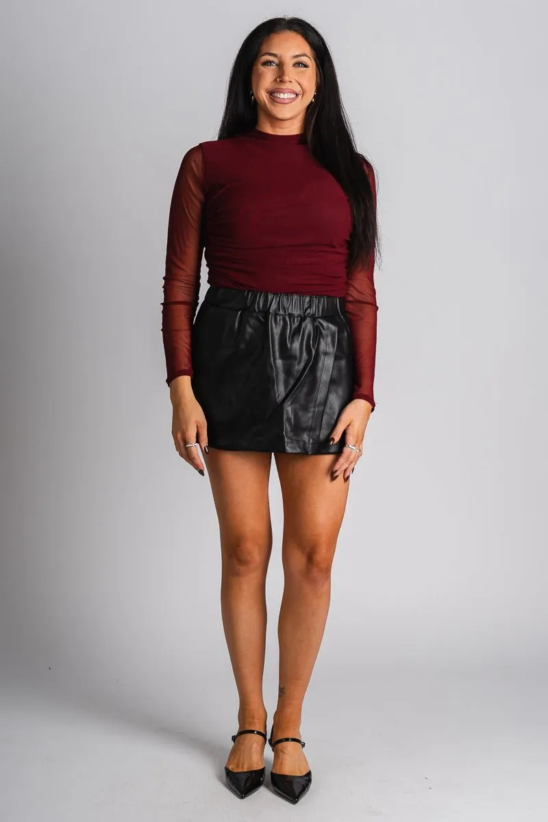 Faux leather skort black