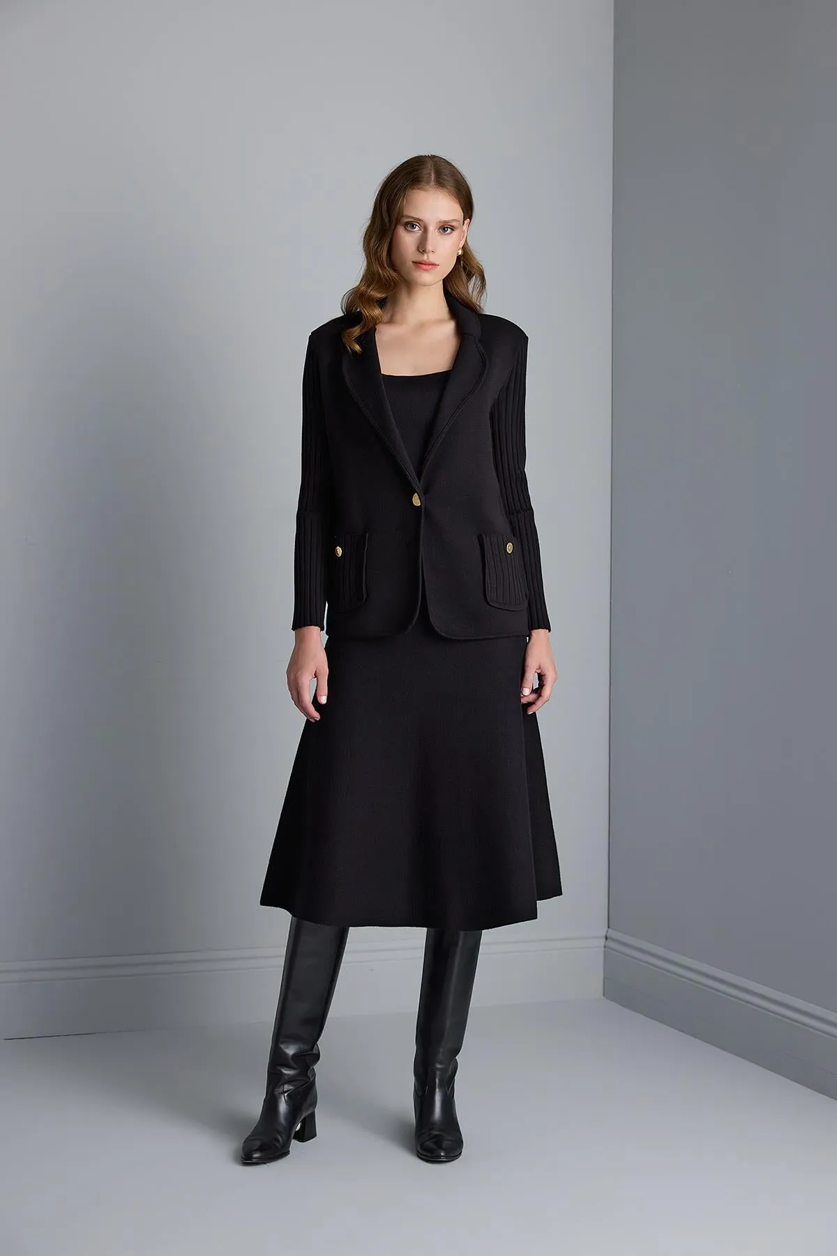 Flared Midi Knitwear Skirt