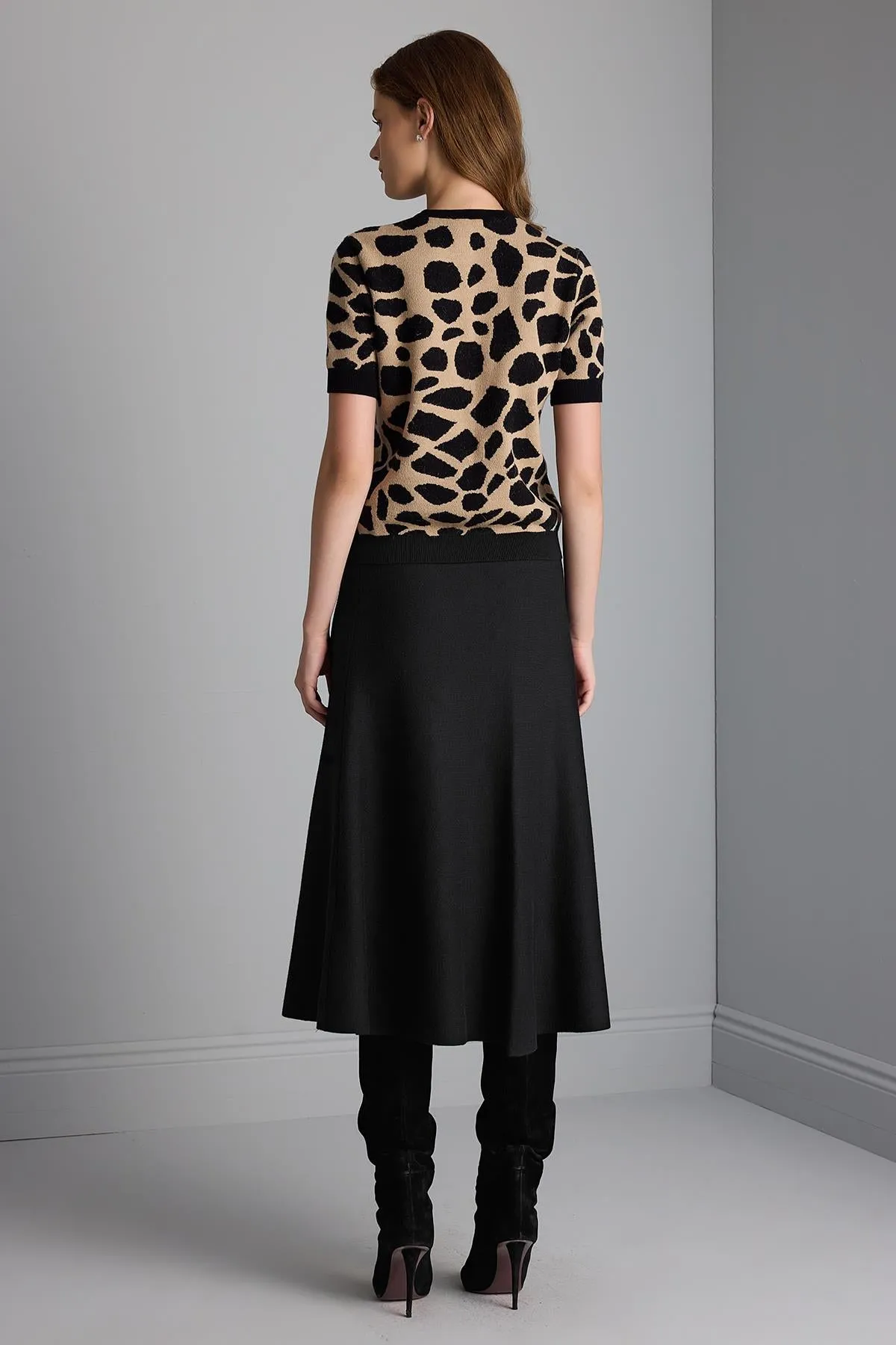 Flared Midi Knitwear Skirt