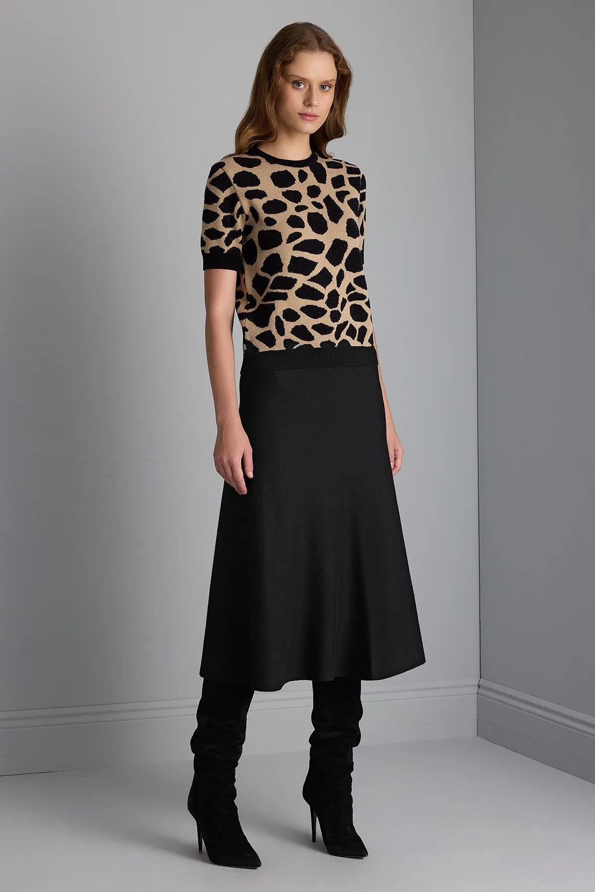 Flared Midi Knitwear Skirt