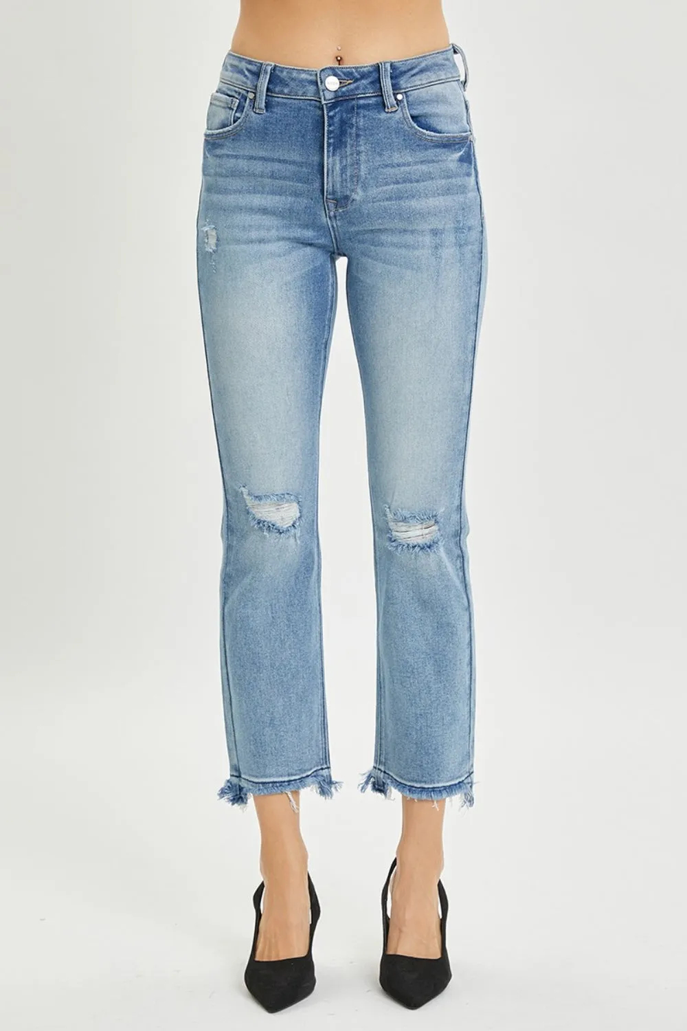 Florence High Rise Distressed Cropped Straight Jeans