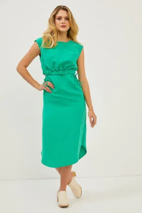 Green Cut Out Detail Midi Dress