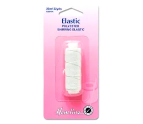 Hemline Elastic Shirring 20m x 0.75mm - White