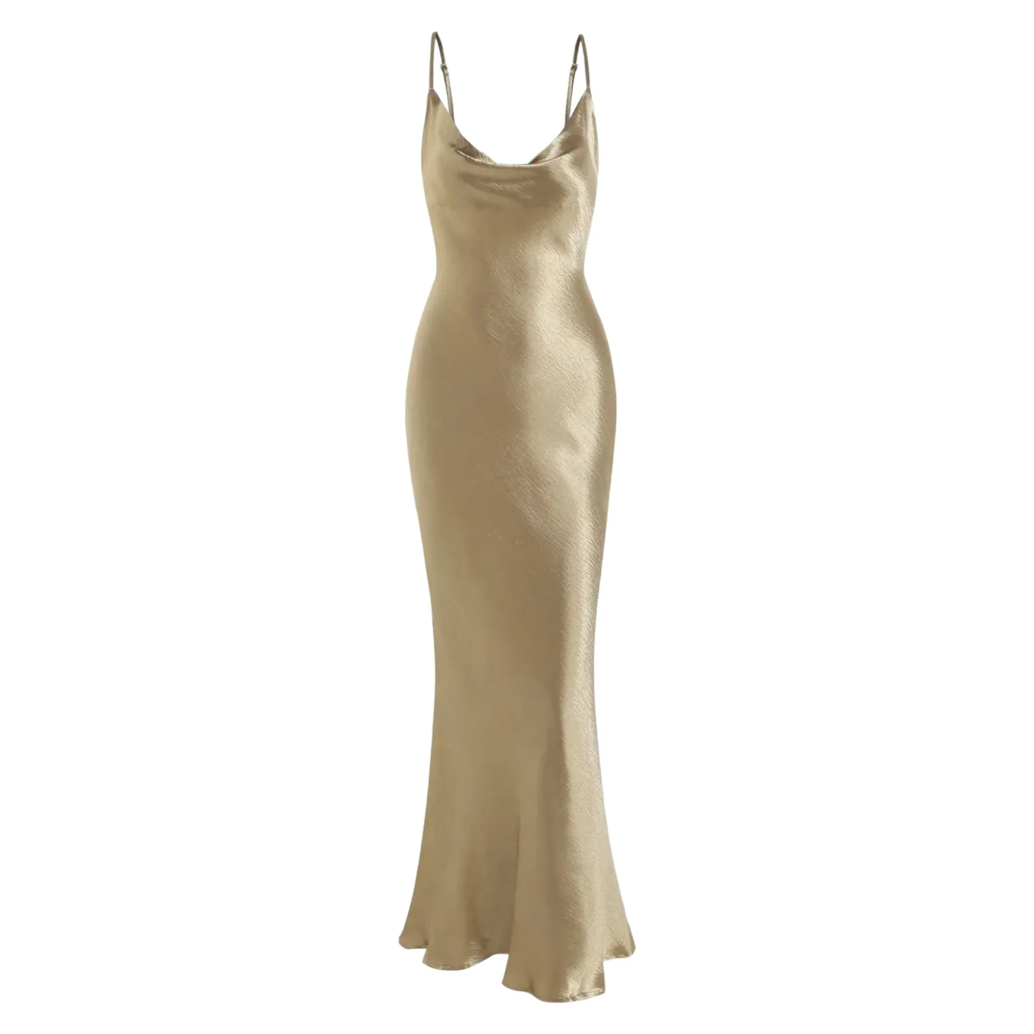 Ingrid Metallic Tie Backless Satin Cami Dress