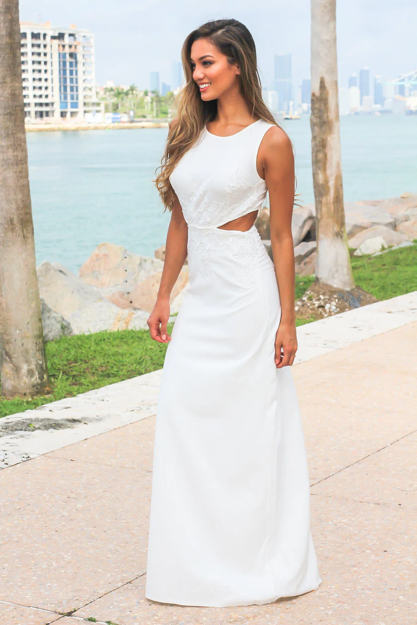 Ivory Cut Out Maxi Dress