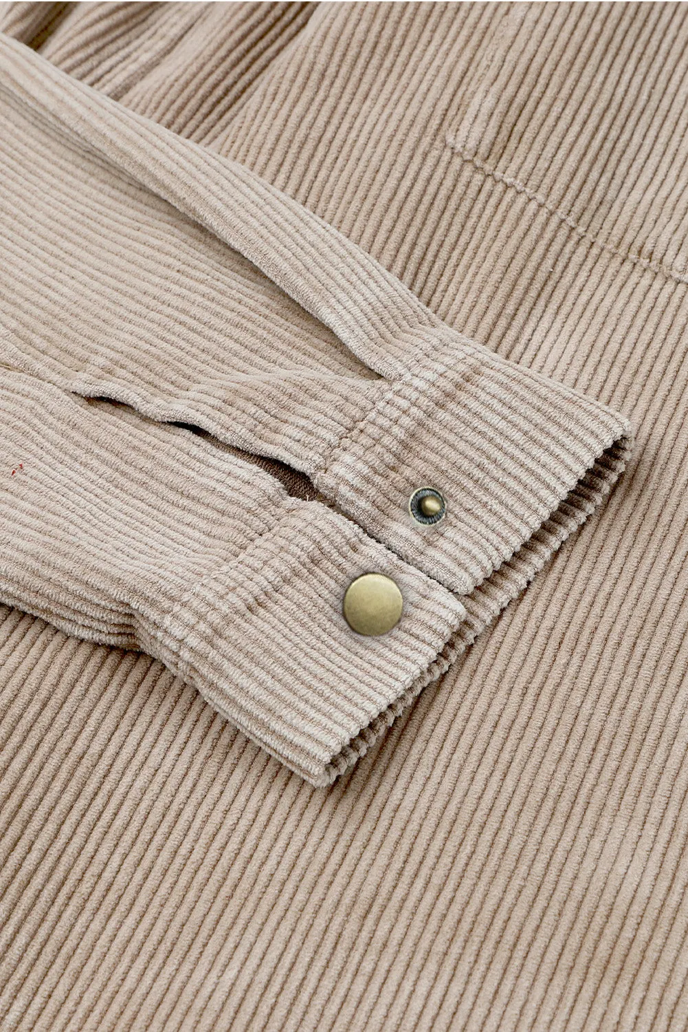 Khaki Color Block Button Down Hooded Jacket