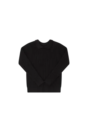 Klai Black Cable Polo Sweater