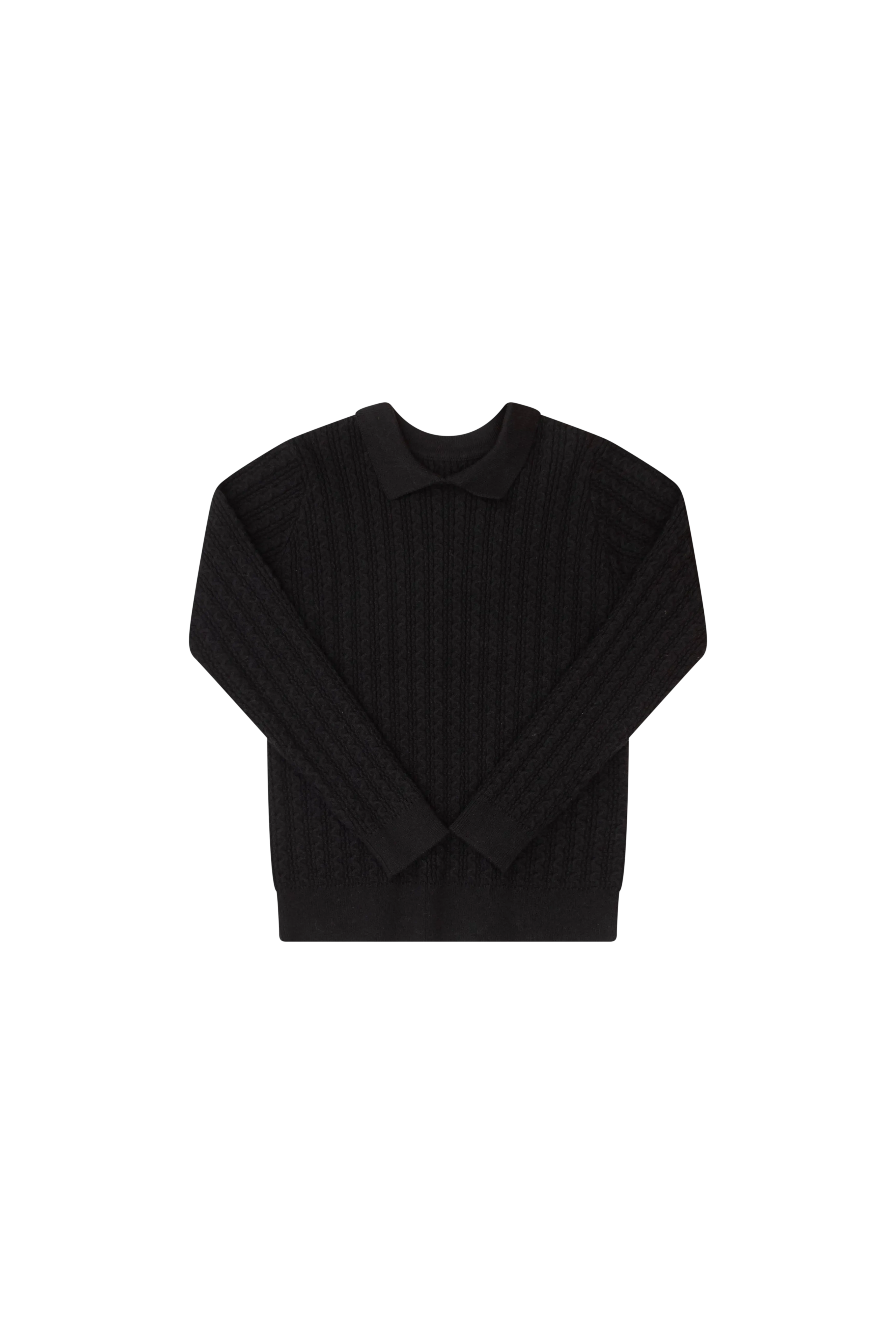 Klai Black Cable Polo Sweater