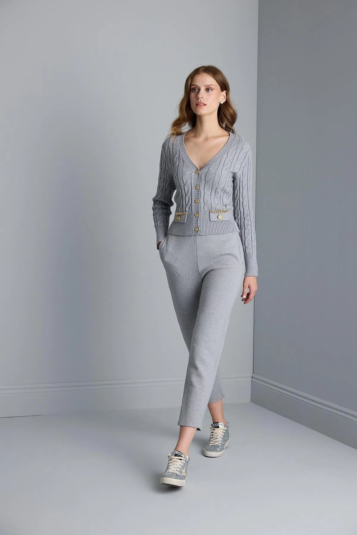 Knitwear Pants with Pockets and Cord at the Waist