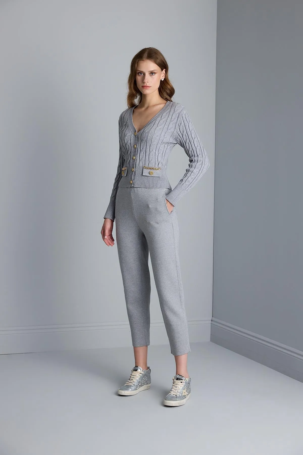 Knitwear Pants with Pockets and Cord at the Waist