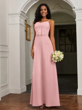 Lace Appliqued  Backless Chiffon A-Line Dress Dusty Rose Plus Size