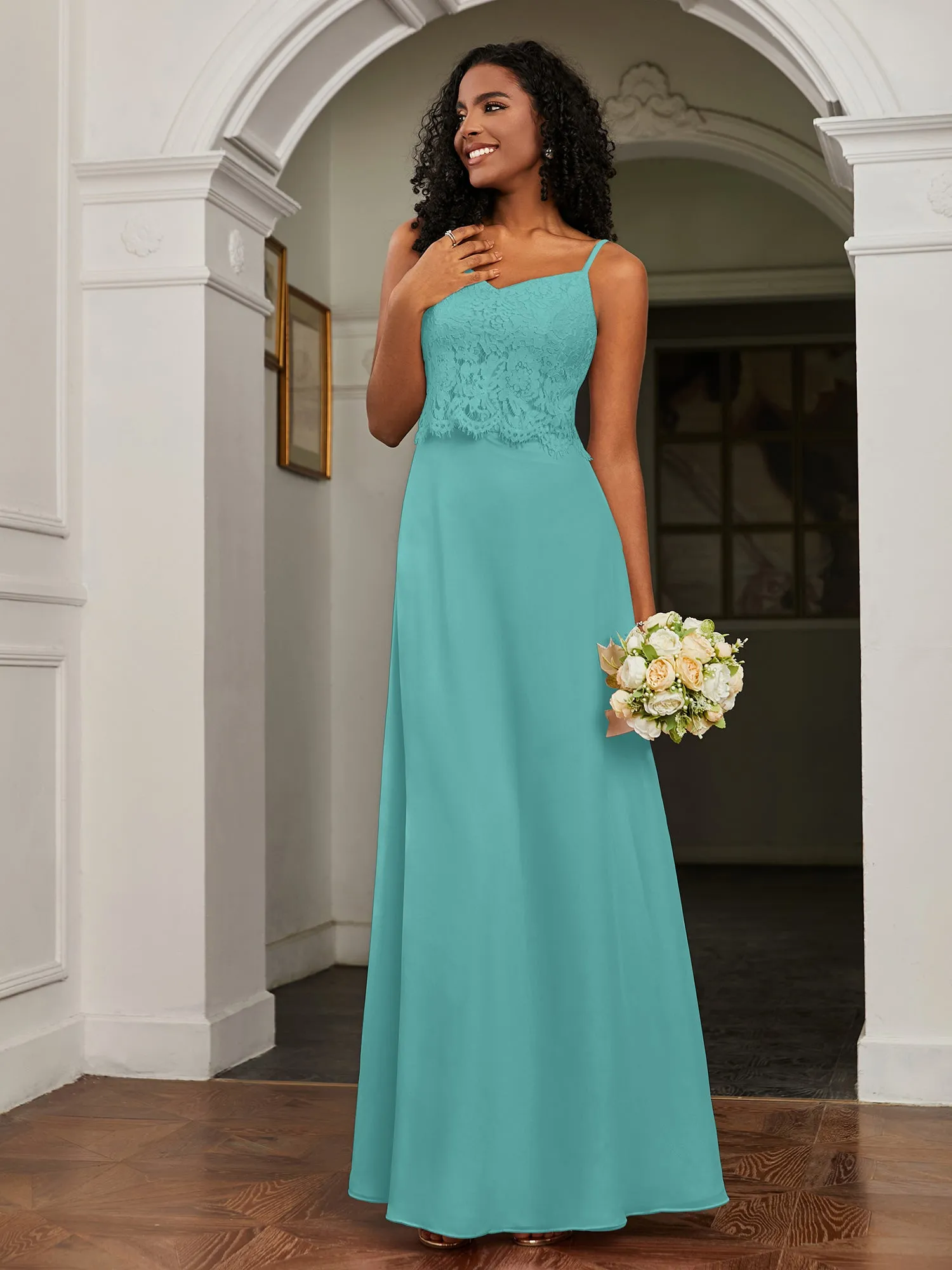 Lace Appliqued  Backless Chiffon A-Line Dress Spa Plus Size