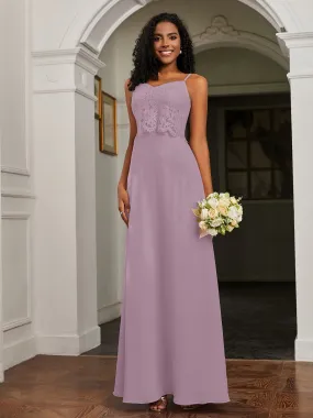 Lace Appliqued  Backless Chiffon A-Line Dress Vintage Mauve Plus Size