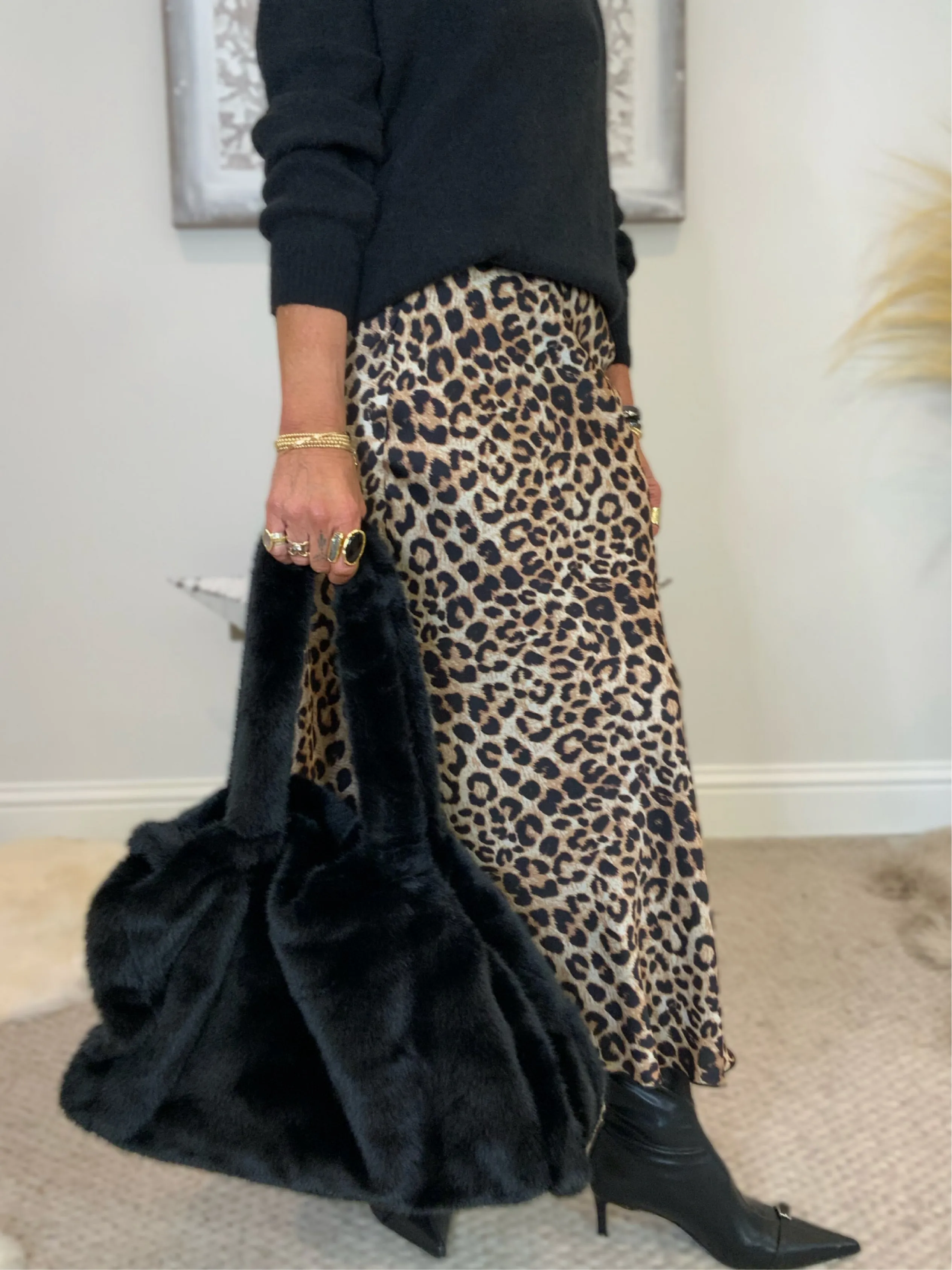 Leopard Print Midi Skirt