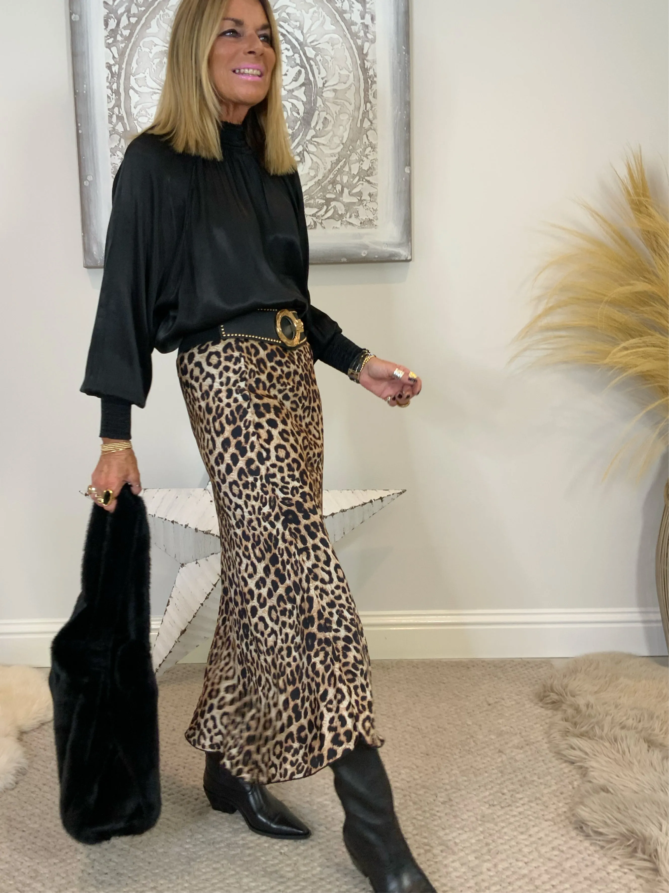 Leopard Print Midi Skirt