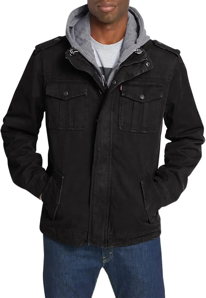 Levi's Men's Cotton Hooded Military Jacket All sizes available